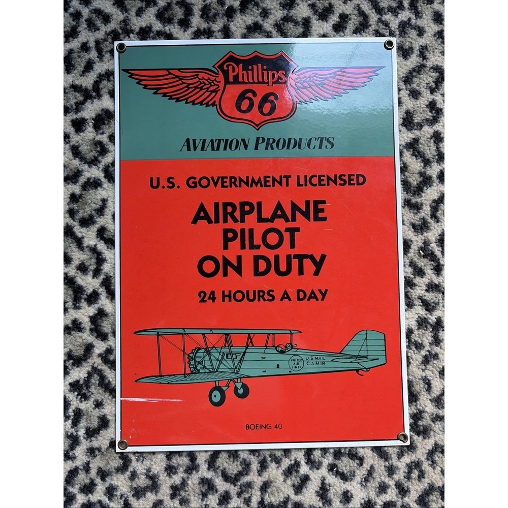 Reproduction Ande Rooney Phillips 66 Aviation Products Airplane Pilot Duty Sign